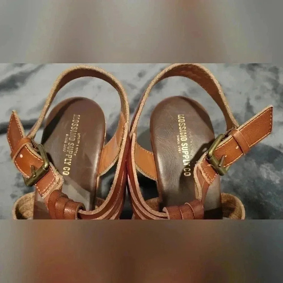 Size 9.5, Mossimo Supply Co Cork Strap Platform Wedge Brown Sandals Heels - Picture 7 of 9